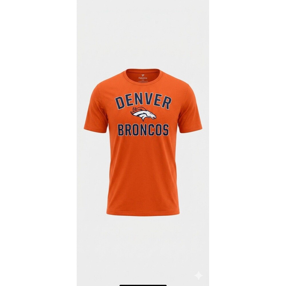 Denver Broncos Shirt Men's Large L Orange Fanatics NFL Football Graphic Tee